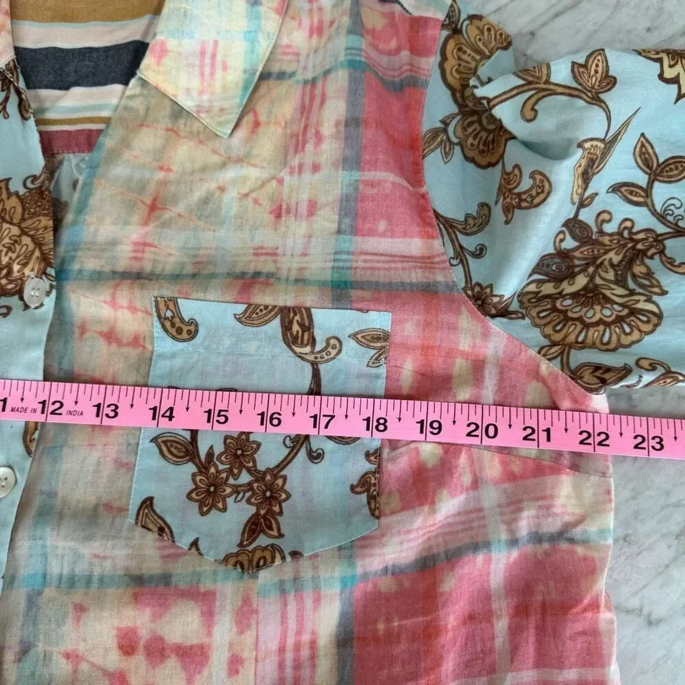 Soft Surroundings Multicolor embroidered embellished tunic blouse 100% cotton L